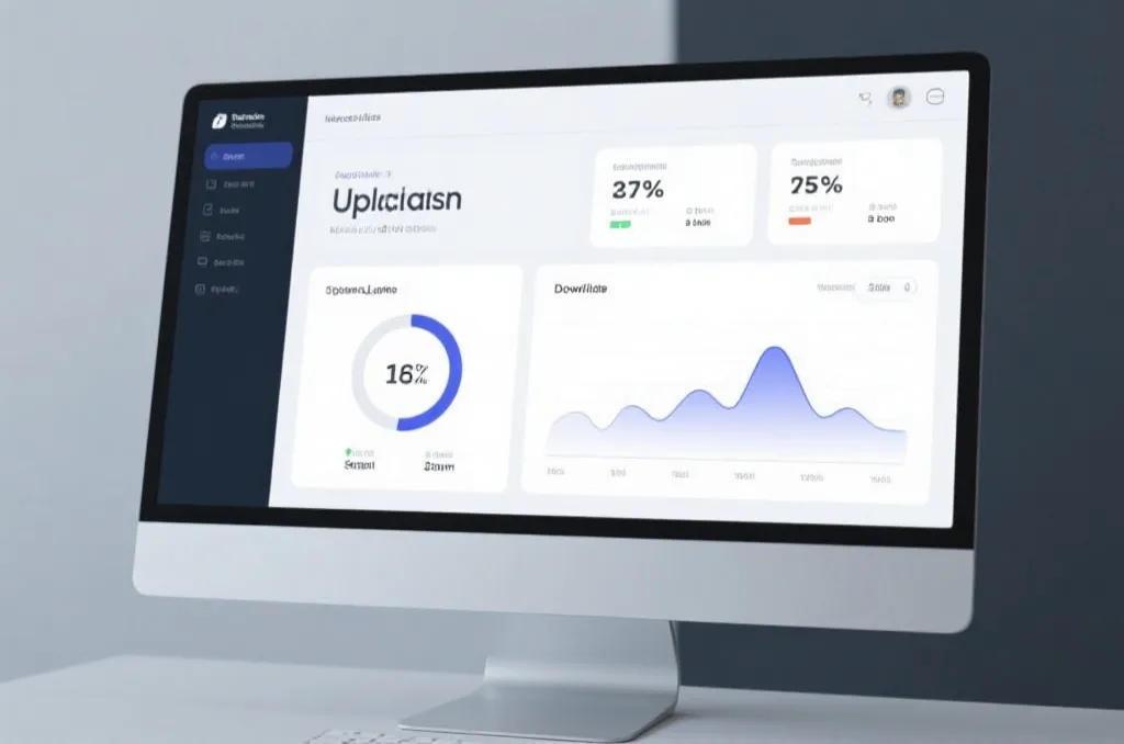 A clean and modern network connection status dashboard on a screen, minimalist tech style
